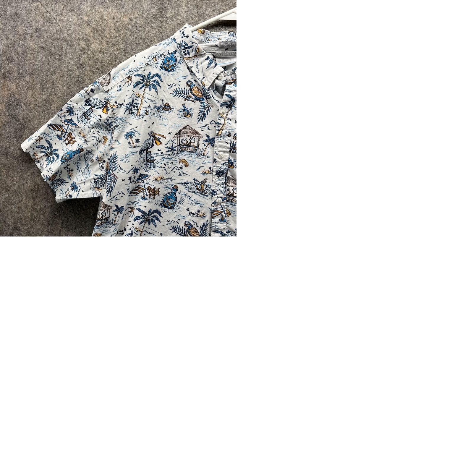 Vintage VINTAGE Columbia Shirt Men XL White Button Down Short Sleeve All over Print Birds vtg Size US XL / EU 56 / 4 - 9 Thumbnail