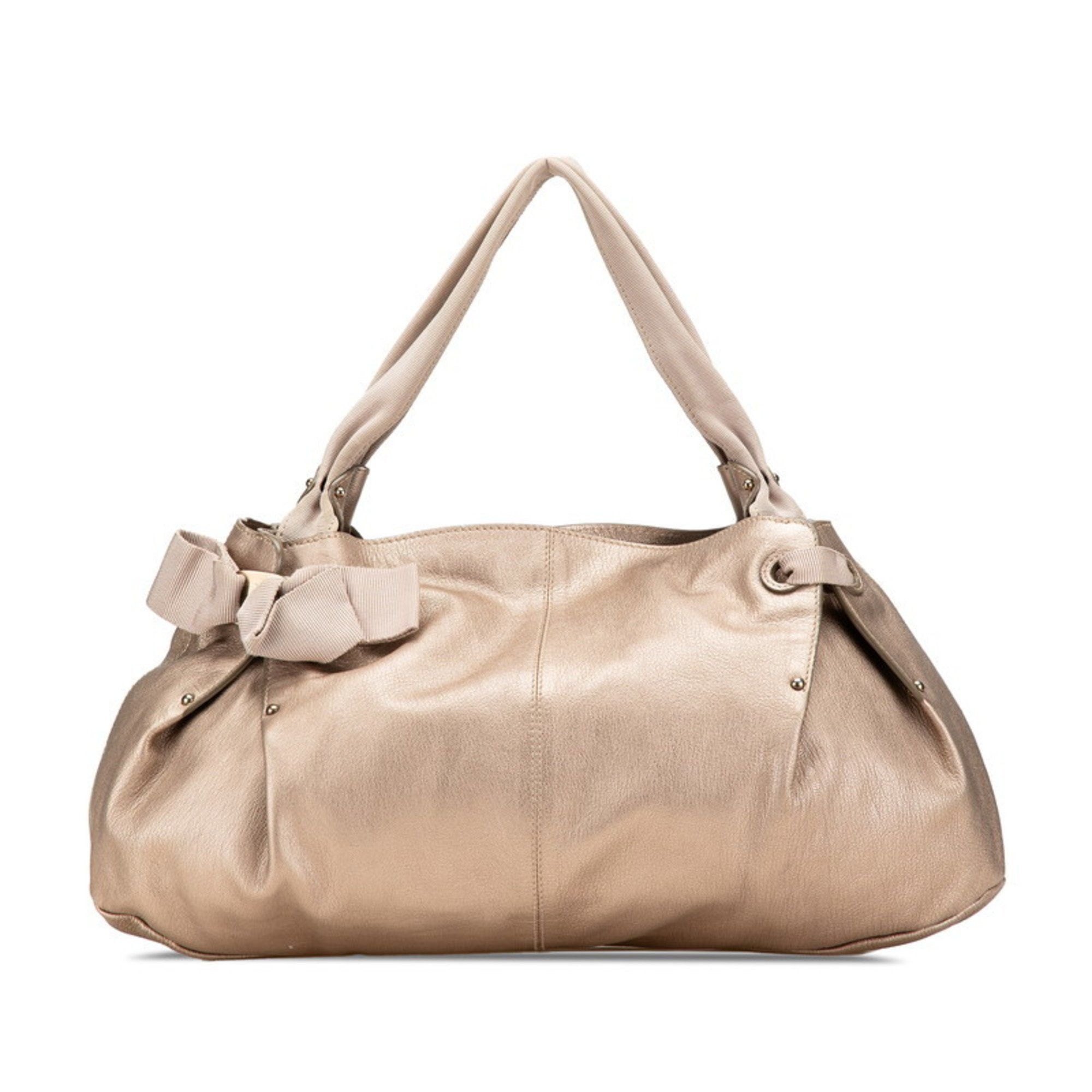 Salvatore Ferragamo Salvatore Ferragamo Vara Ribbon Tote Bag in Gold Leather for Women Size ONE SIZE - 1 Thumbnail