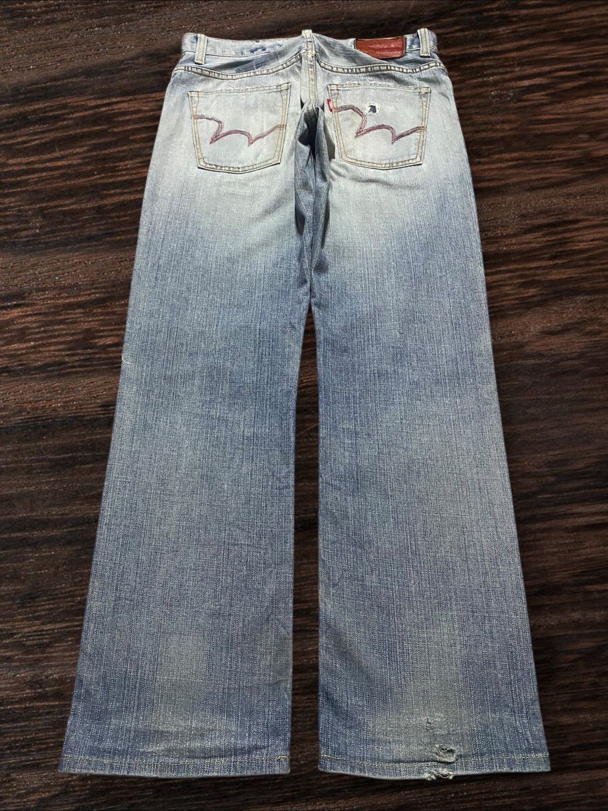 Junya Watanabe Vintage Edwin EG 503 Light Wash Distressed Baggy Jeans Size US 32 / EU 48 - 2 Thumbnail