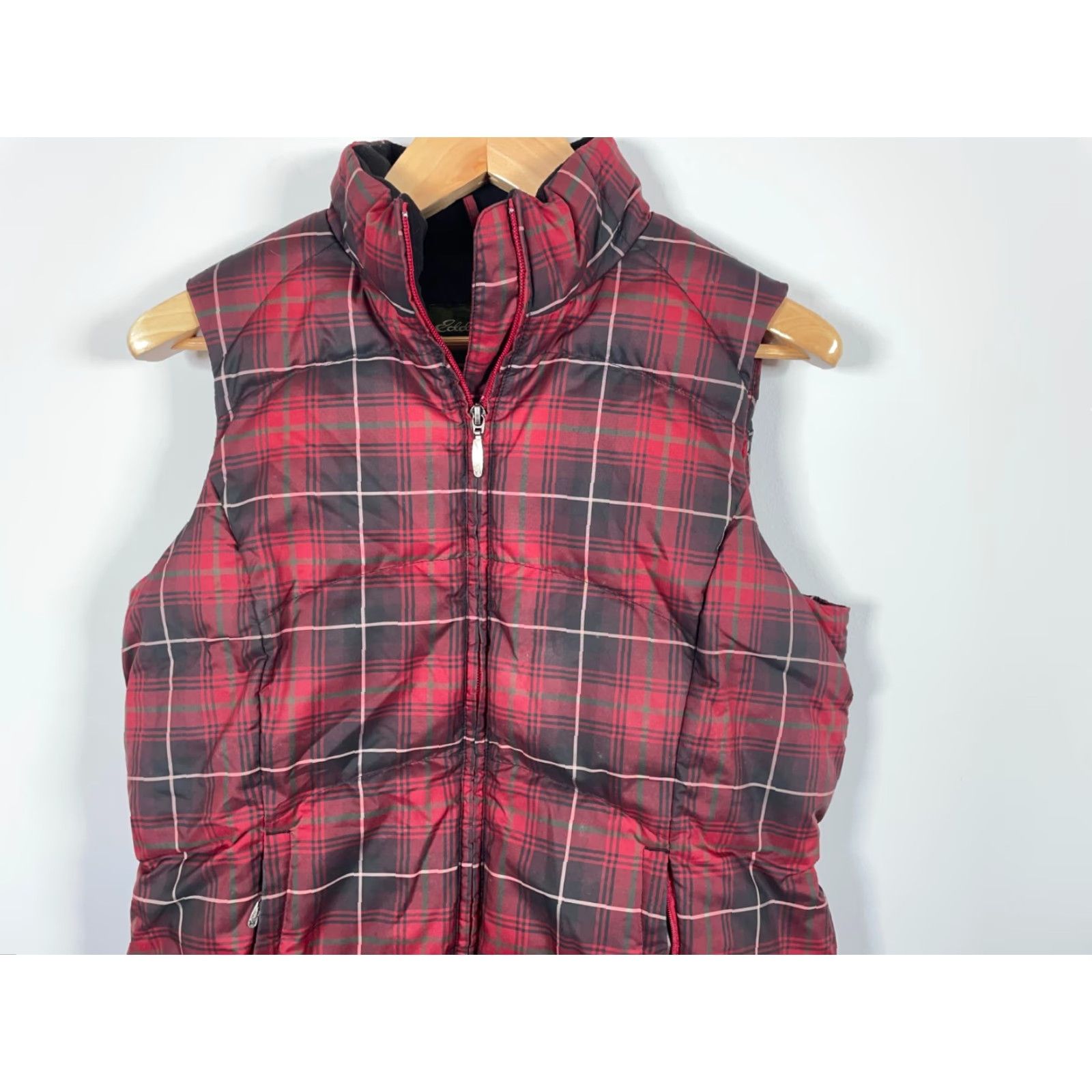 Eddie Bauer Eddie Bauer Vest Puffer Jacket Women's Medium Red Shadow Plaid Full Zip Down Insulated Casual All Seasons Size M / US 6-8 / IT 42-44 - 4 Thumbnail