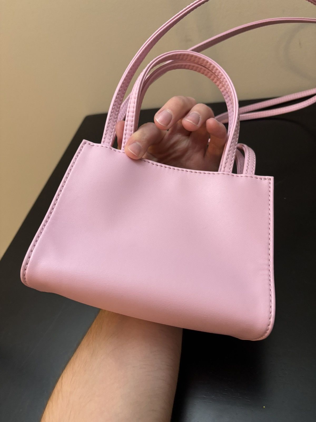 Telfar Telfar Small Leather Shopping Bag Pink Size ONE SIZE - 4 Thumbnail