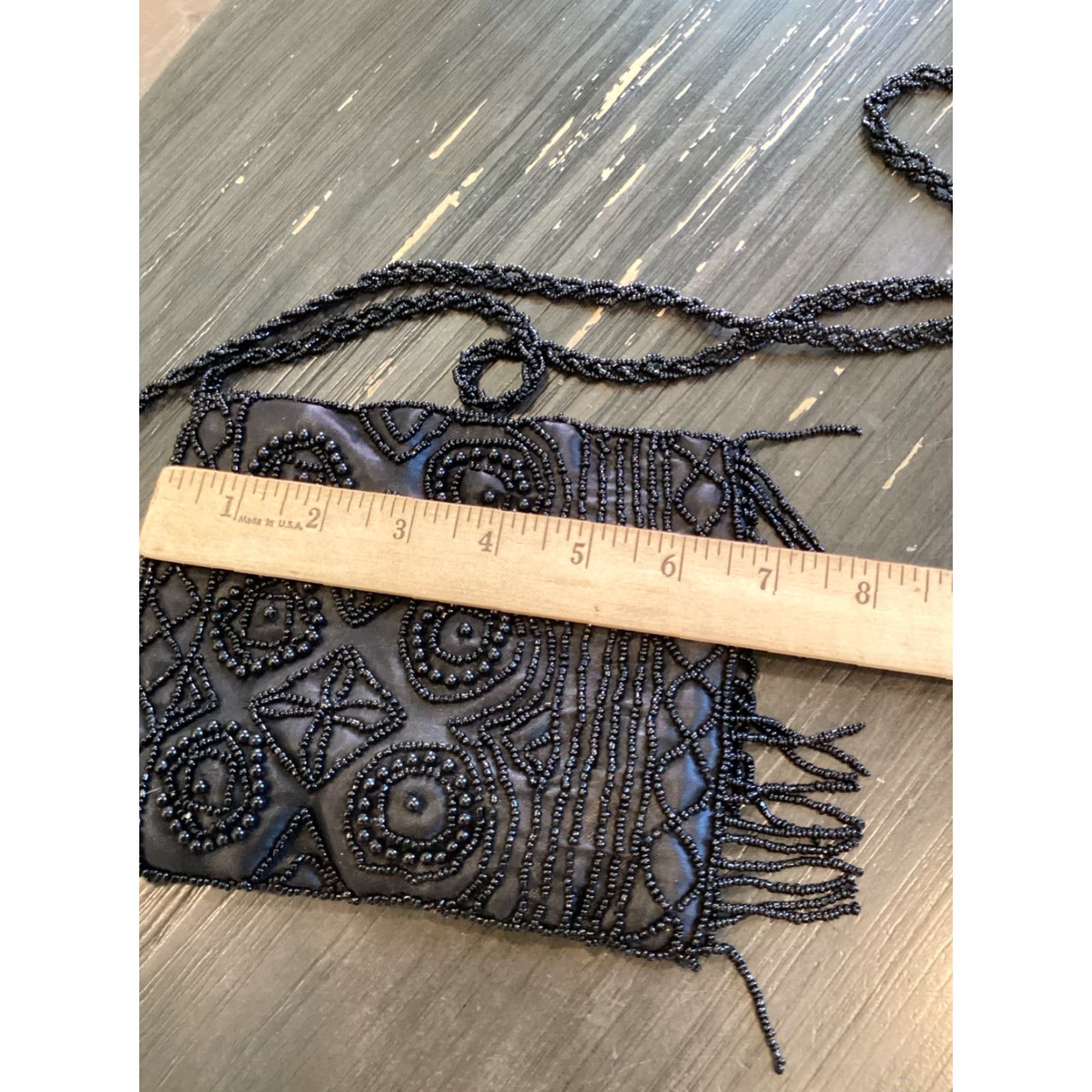 Vintage VINTAGE Beaded Crossbody Bag Shoulder Bag Women Small Black Beaded Accents 5.5-8.5” x .5-2” Bohemian Hipster Wedding Party Travel Workwear Charm Size ONE SIZE - 5 Thumbnail
