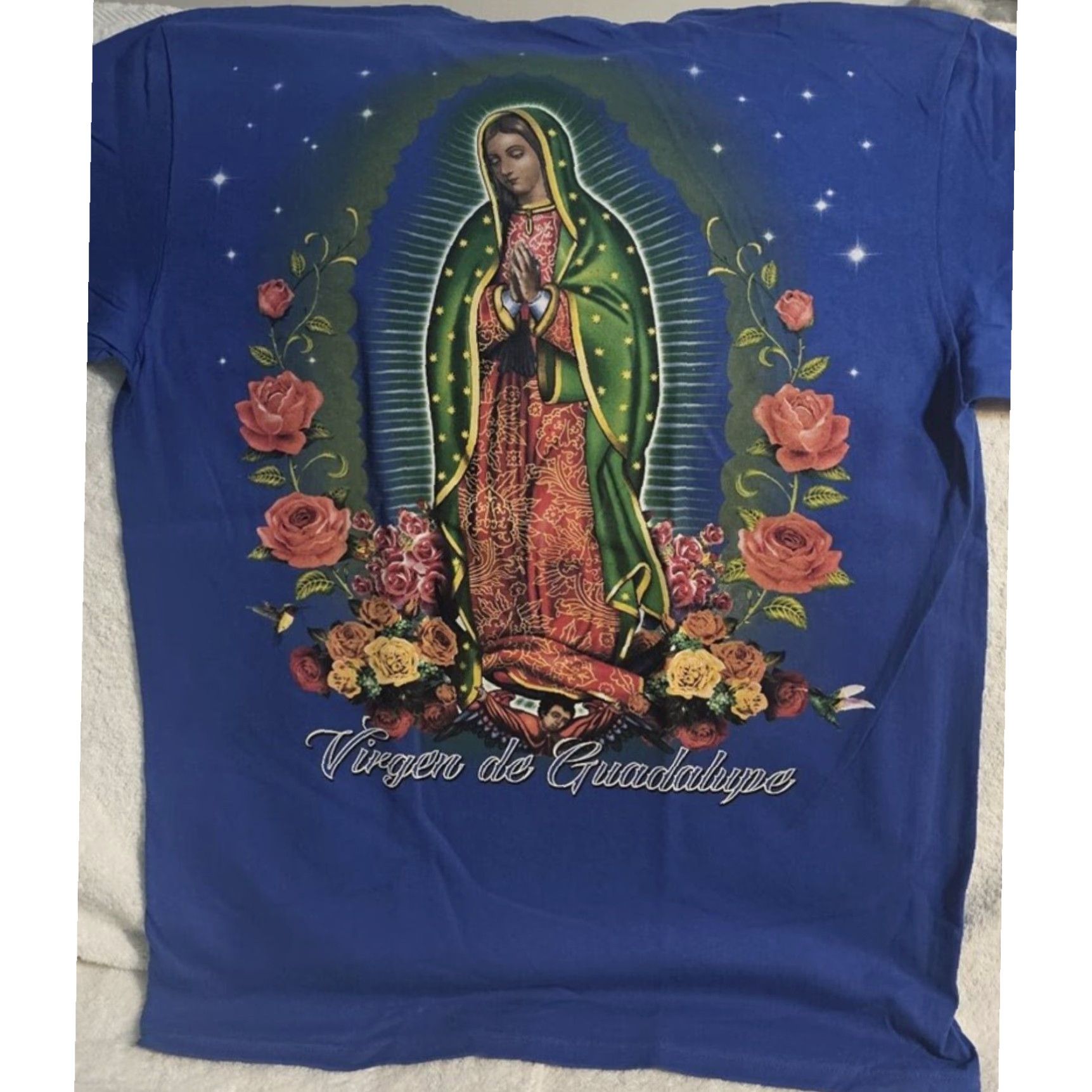 Vintage GUADALUPE VIRGIN MARY RELIGIOUS GRAPHIC TEE BLUE SHORT SLEEVE MENS T-SHIRT Size US M / EU 48-50 / 2 - 2 Thumbnail