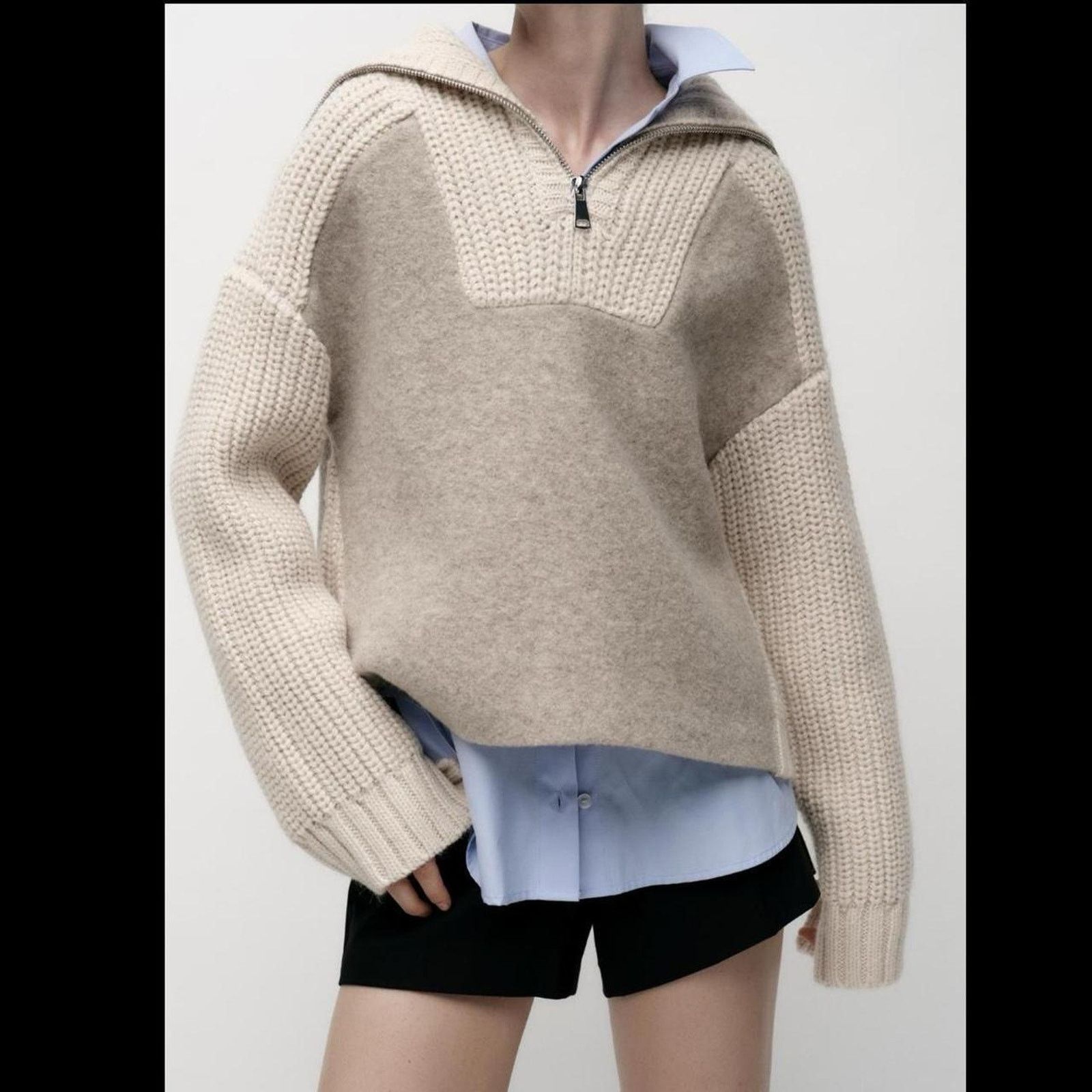 Zara ZARA WOOL BLEND KNIT ZIPPER SWEATER - BRAND NEW SIZE XS Size XS / US 0-2 / IT 36-38 - 1 Thumbnail
