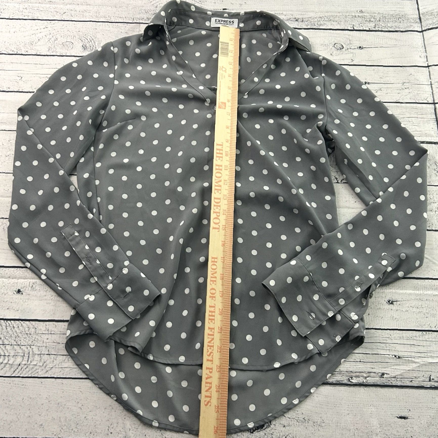 Express Express Portofino Slim Long Sleeve Polka Dot Button Front Top XS Womens Multicolor Shirt Women XS Polka Dot Button-Up Express Slimming Size XS / US 0-2 / IT 36-38 - 3 Thumbnail
