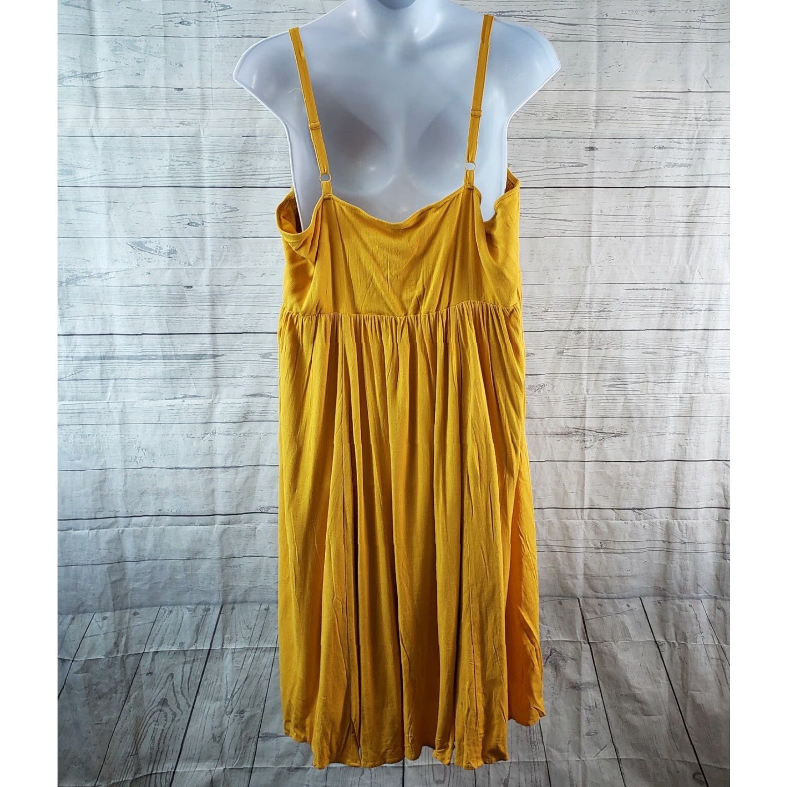 Torrid Torrid Womens Midi Lenny Smocked Bodice Dress Sz 4 Mustard Yellow Rayon Size XXL / US 16-18 / IT 52-54 - 4 Thumbnail