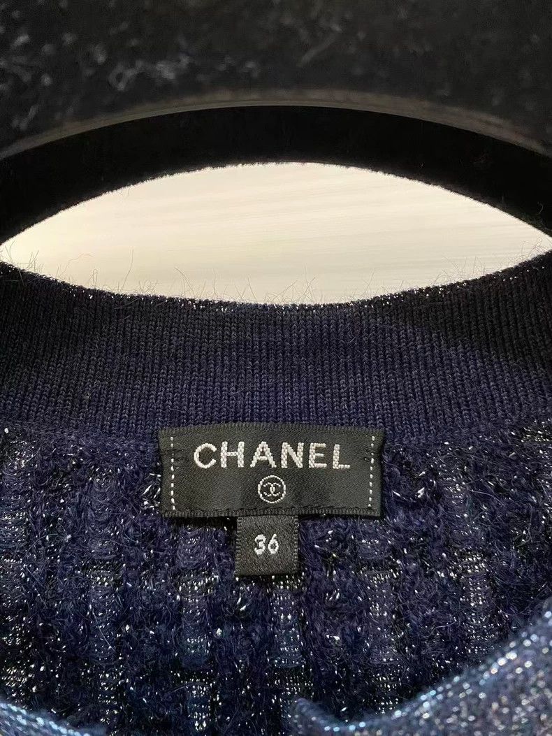 Chanel Chanel Dark blue gold thread knitted dress Size XS / US 0-2 / IT 36-38 - 3 Thumbnail