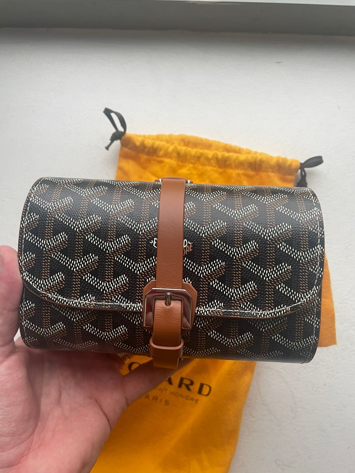 Pre-owned Goyard Double Watch Case Black/natural In Brown