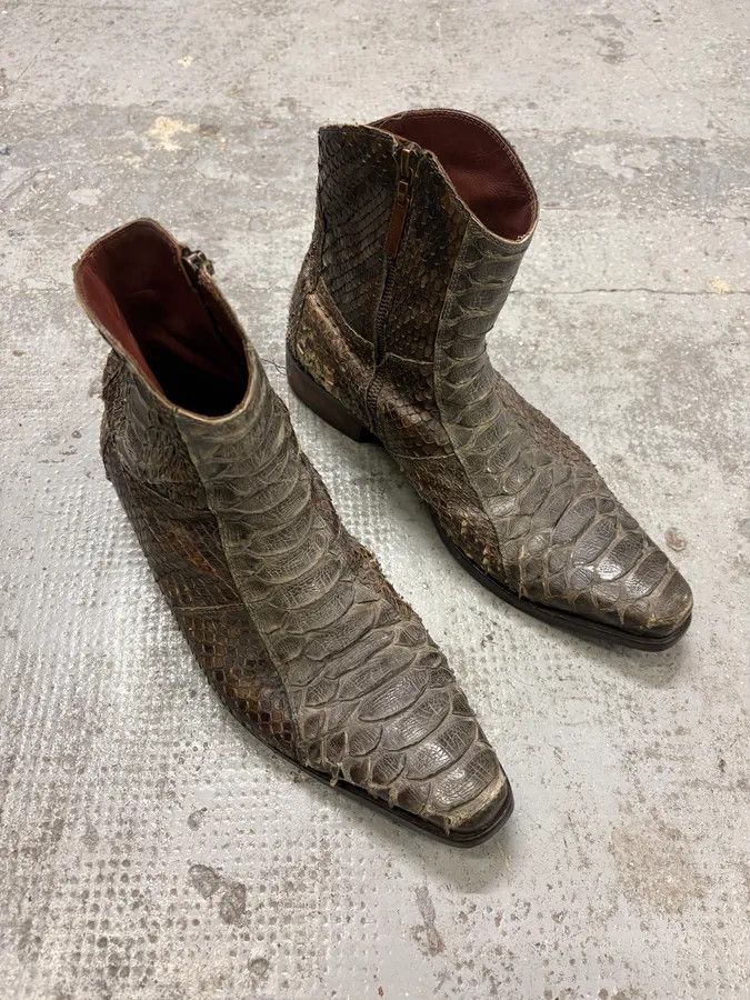 Roberto Cavalli × Vintage 2000s Roberto Cavalli Python Leather Boots Size US 9 / EU 42 - 4 Thumbnail