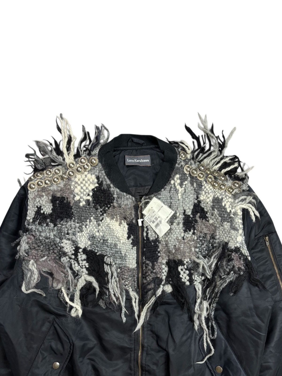 Japanese Brand FW/01 Archive Lucy Karuizawa Knitted Patchwork Bomber Jacket Size US L / EU 52-54 / 3 - 4 Thumbnail