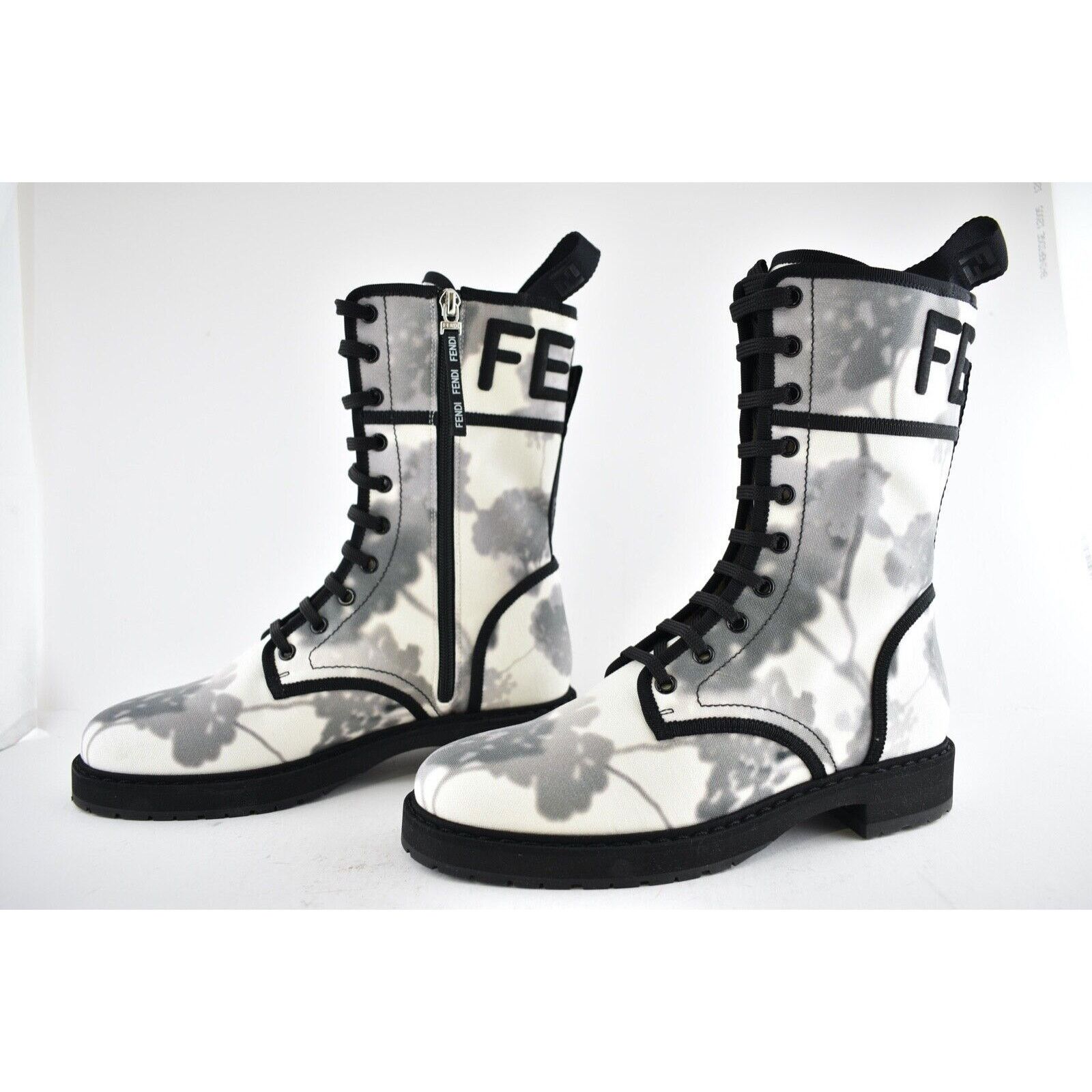 Fendi Fendi Black Grey White Tie Dye Canvas Lace Up Tie Logo Size US 9.5 / IT 39.5 - 9 Thumbnail