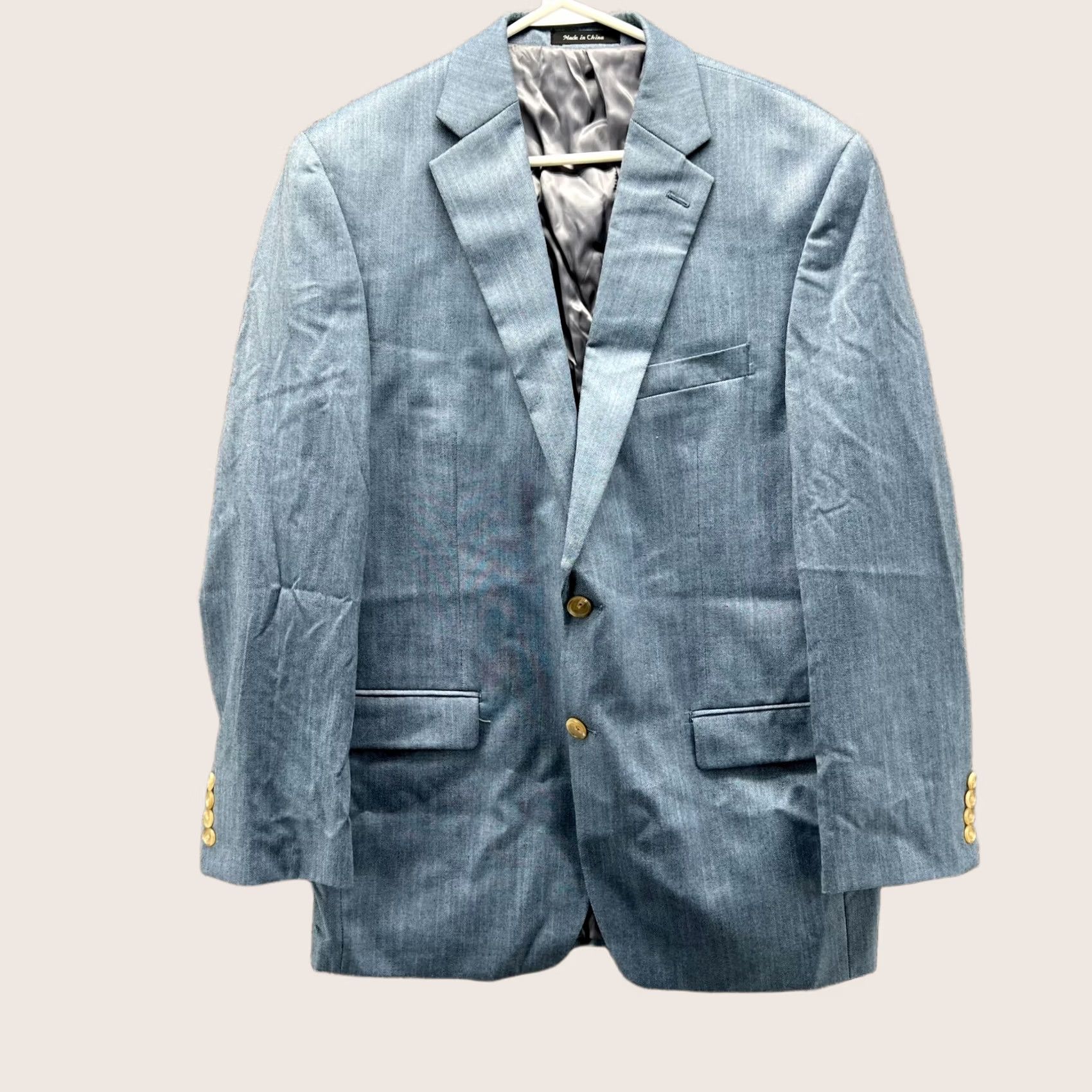 Ralph Lauren VINTAGE? No — Lauren Ralph Lauren Blazer Mens 40R Blue Two Button Sport Coat Polyester Rayon Jacket Single-Breasted Tailored Suit Coat Shirt Size 40R - 1 Thumbnail