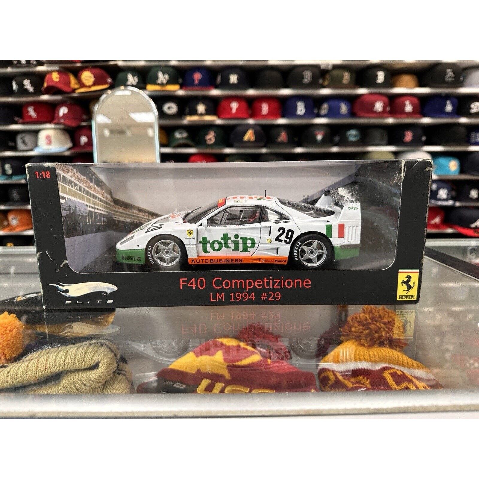 image of 1/18 Hot Wheels Elite Ferrari F40 Competizione in White, Men's