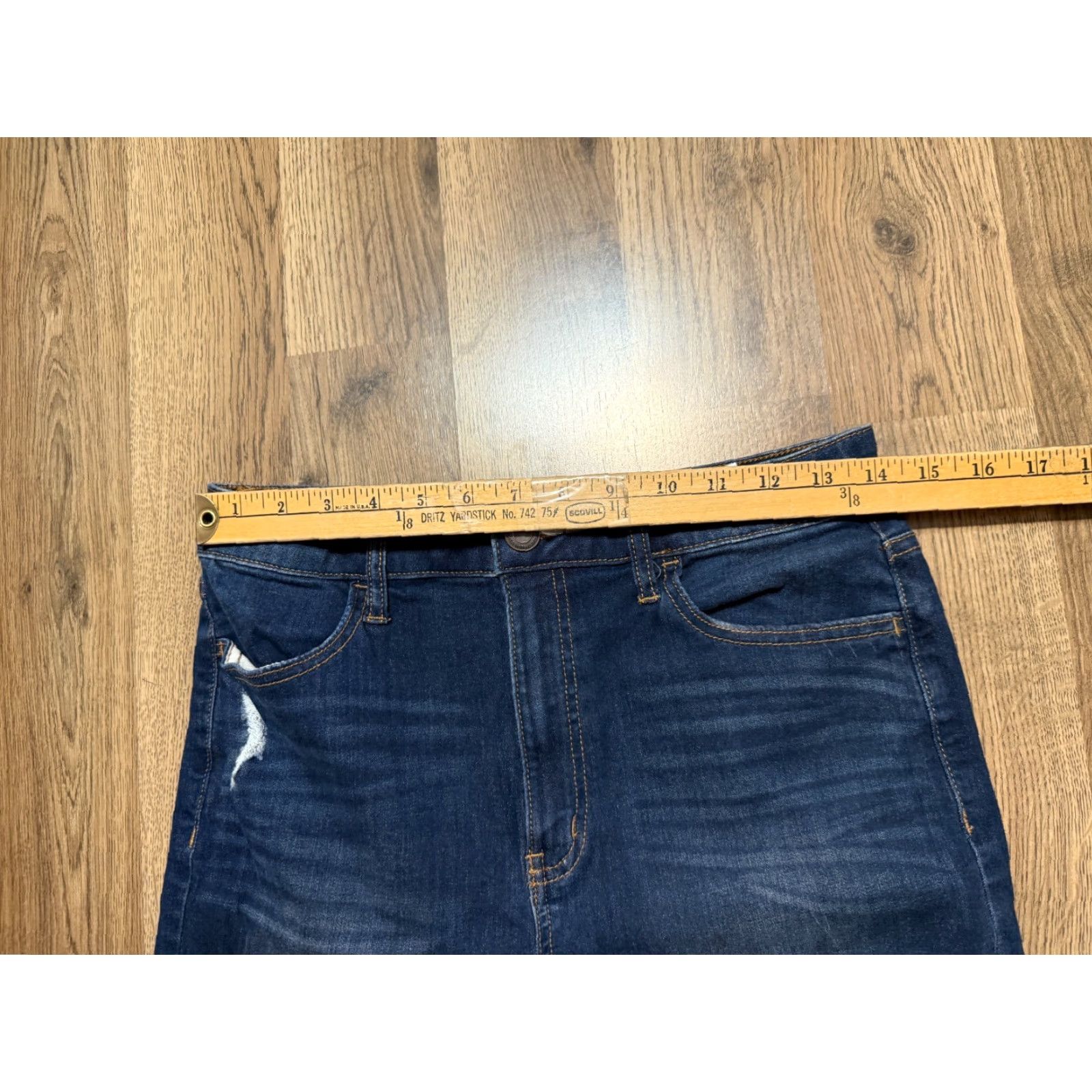 Vintage SO Jeans Women's 13/31W Blue Denim Distressed Super High Rise Jegging Jeans Womens Size 34" / US 12 / IT 48 - 7 Thumbnail