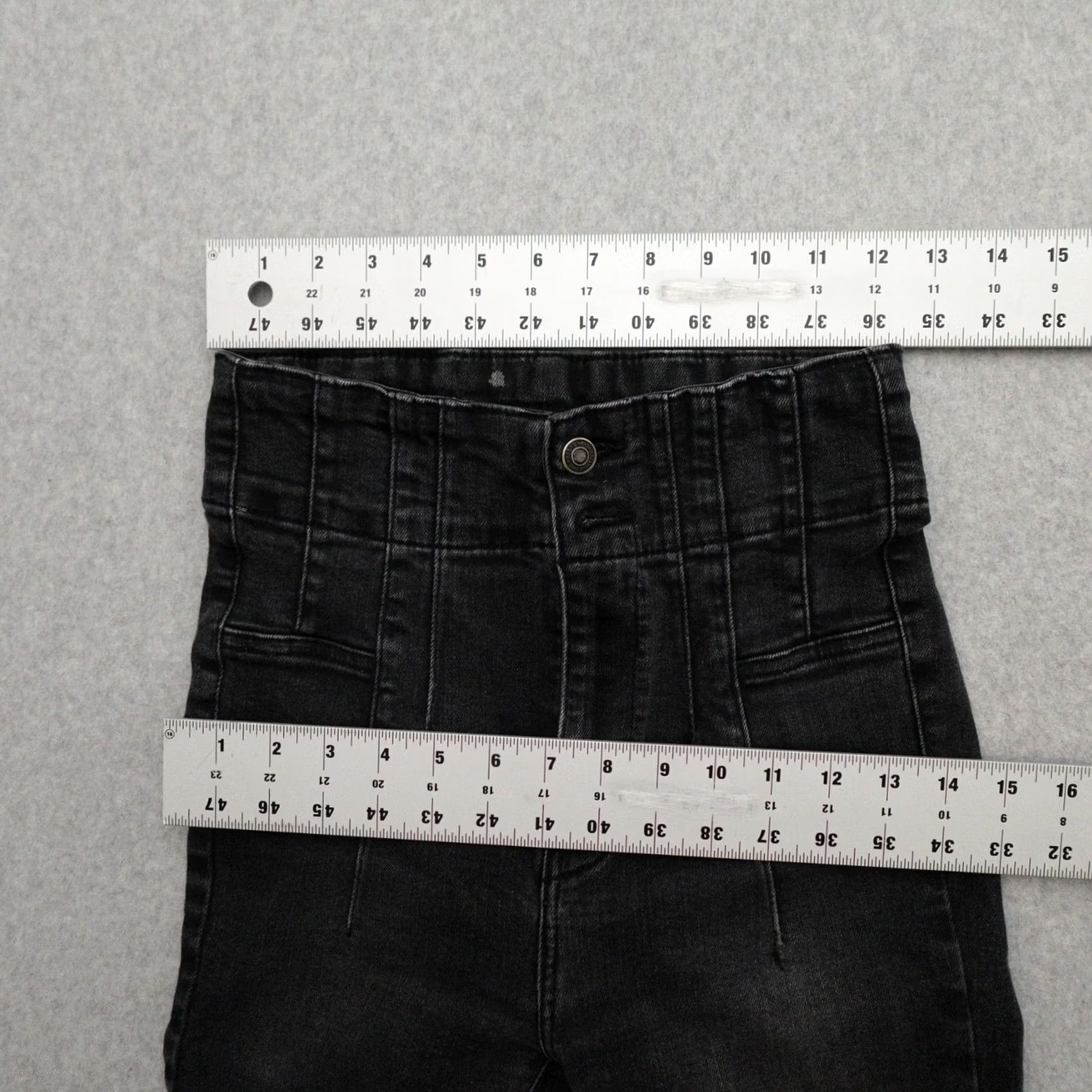 Vintage We The Free Denim Jeans Black Bell Bottoms High Rise Button 27x31 Flared 27x31 Womens 90s Style Size 27" / US 4 / IT 40 - 7 Thumbnail