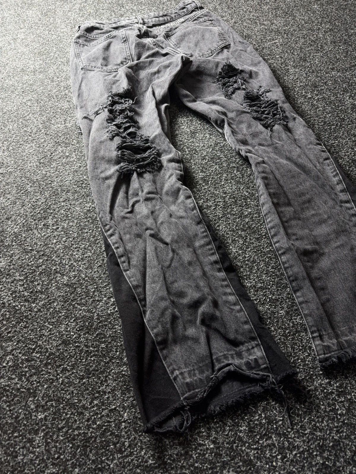Japanese Brand Japanese Avant-Garde 00s Distressed Panel Jeans Wide Leg Y2K Size US 31 - 12 Thumbnail