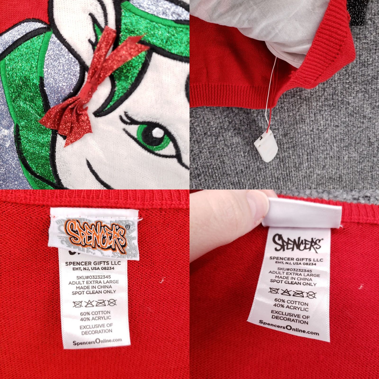 Vintage Spencers Sweater Womens XL Red Unicorn Light Up Ugly Christmas Tunic Pullover Size XL / US 12-14 / IT 48-50 - 8 Thumbnail