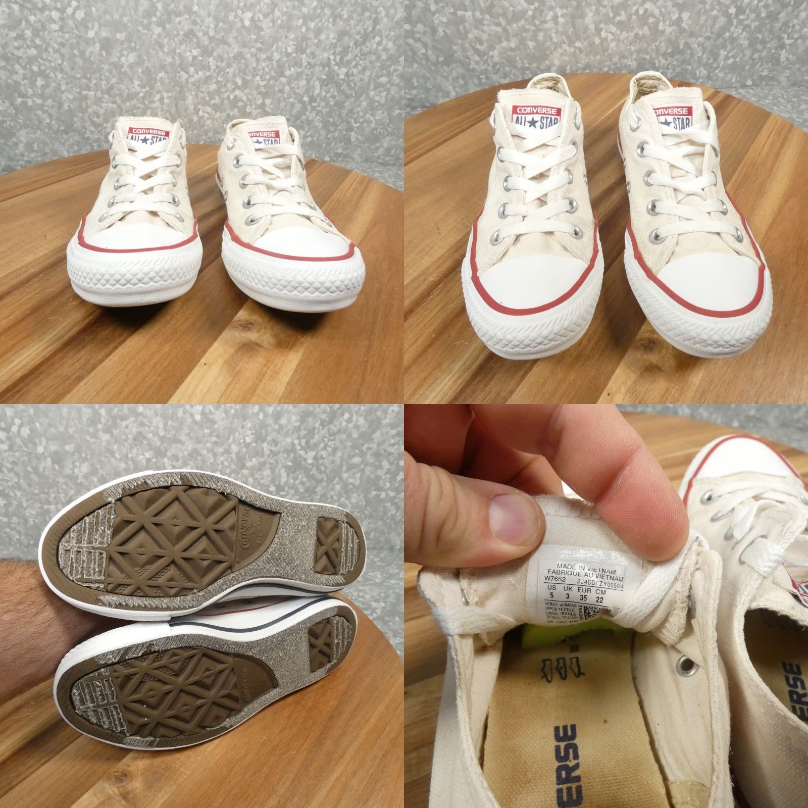Converse Converse Chuck Taylor All-Star Sneaker Womens 5 White Canvas Low Top W7652 Size XS / US 0-2 / IT 36-38 - 8 Thumbnail