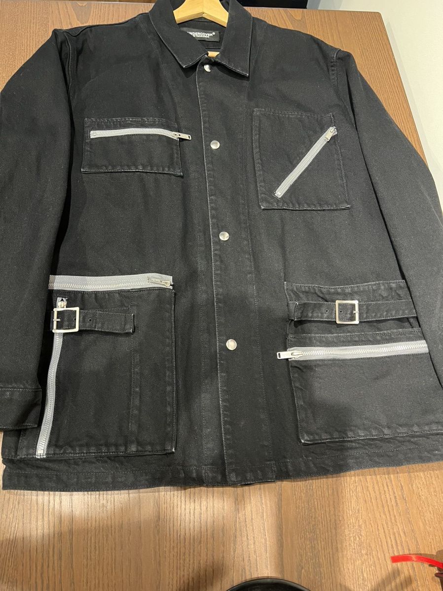 image of Undercover Bondage Zipper Denim Utility Jacket Aw22 in Black, Men's (Size XL)