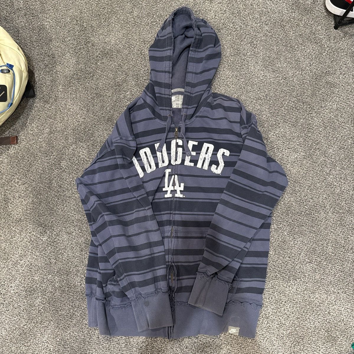 MLB × Nike Dodgers Striped Navy and Blue Zipup Hoodie Size US XL / EU 56 / 4 - 1 Thumbnail