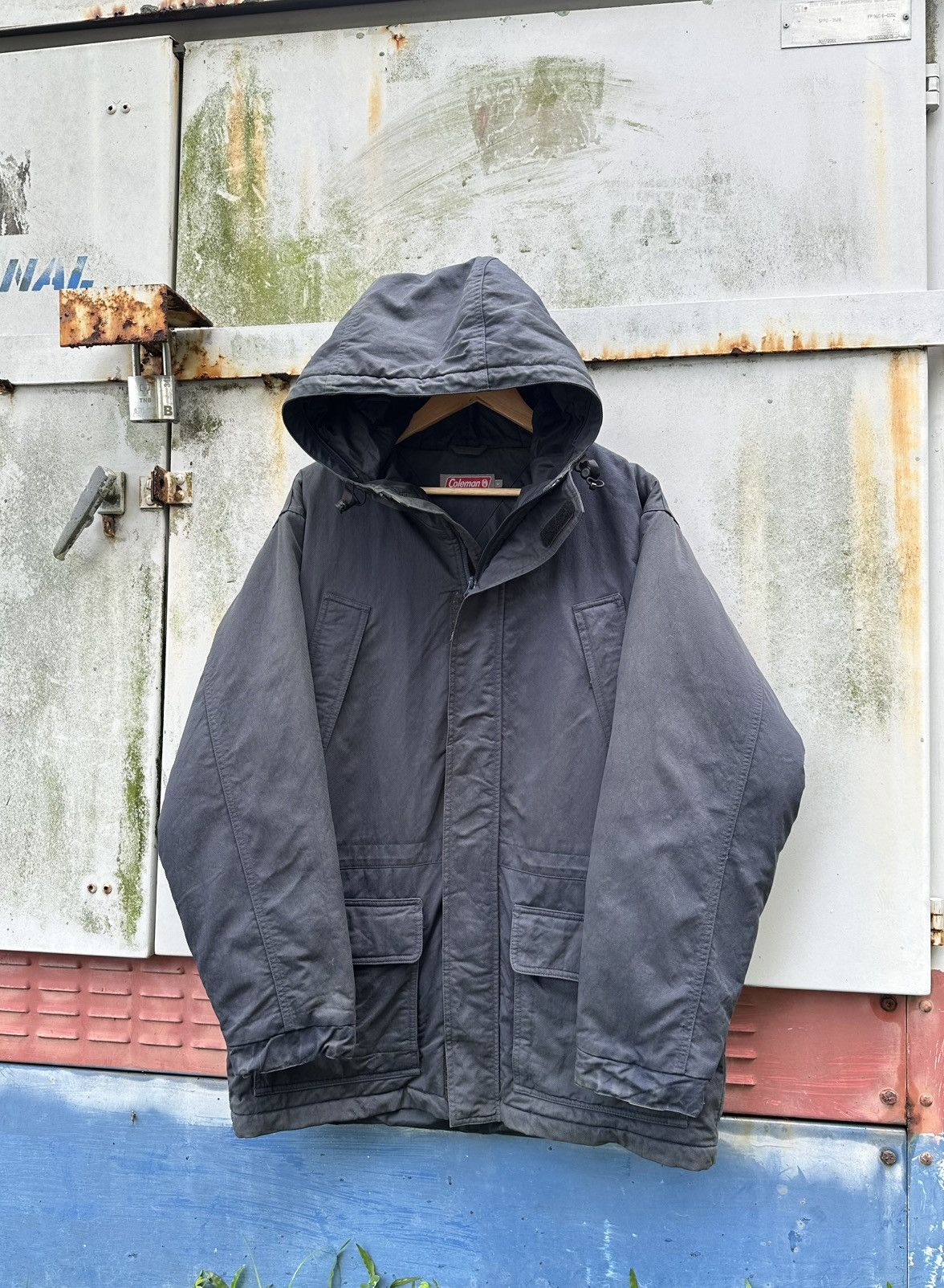 Vintage 👹Vintage Sun Faded Coleman Hooded Utility Jacket Size US L / EU 52-54 / 3 - 2 Thumbnail