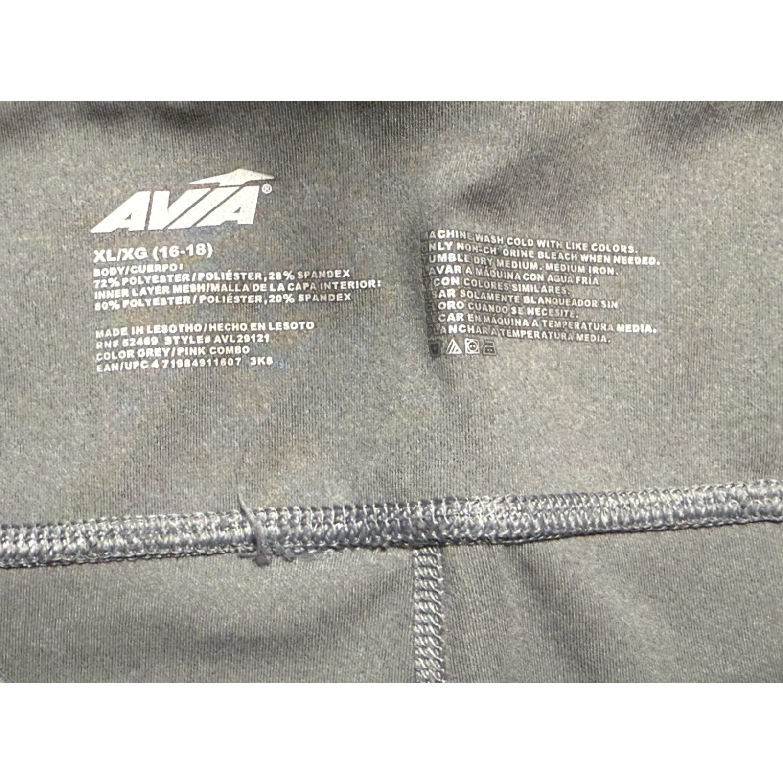 Avia AVIA Leggings, Women's XL, Cropped, Grey Pink, Athletic Wear, High Rise, Yoga, Regular, Casual, Activewear, Pants, Modern, Fall Spring Summer, Womens Size 40" / US 18 - 4 Thumbnail