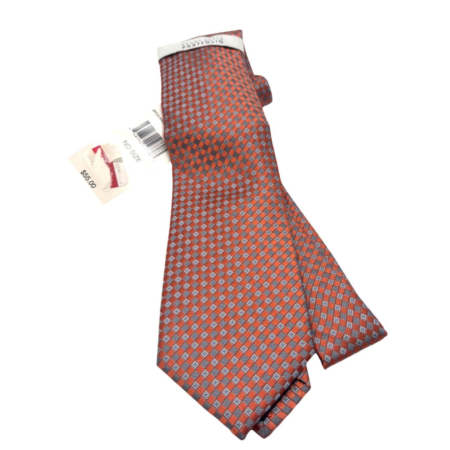Perry Ellis Perry Ellis Portfolio Classic Length necktie, Coral/Gray, OS Size ONE SIZE - 2 Thumbnail