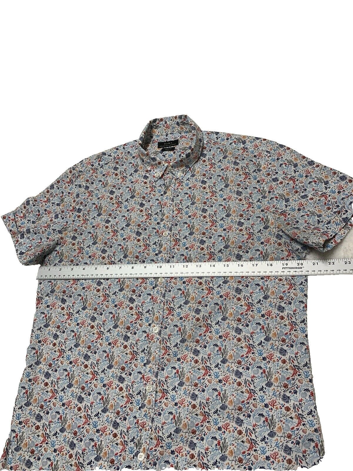 Zara Zara Slim Fit Shell Print Shirt M Short Sleeve Coastal Size US M / EU 48-50 / 2 - 5 Thumbnail