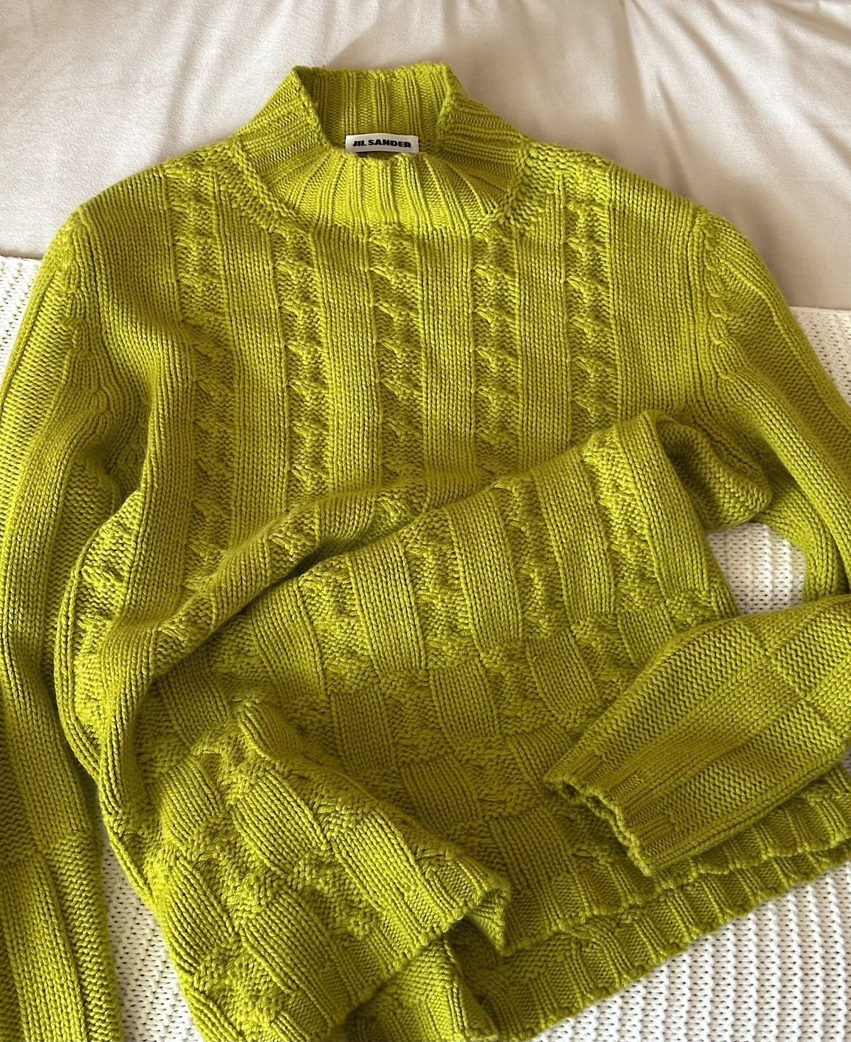 Jil Sander Raf Simons Vintage J Sander Raf Simons Cashmer Heavy Knit Mustard Green Sweater Grailed