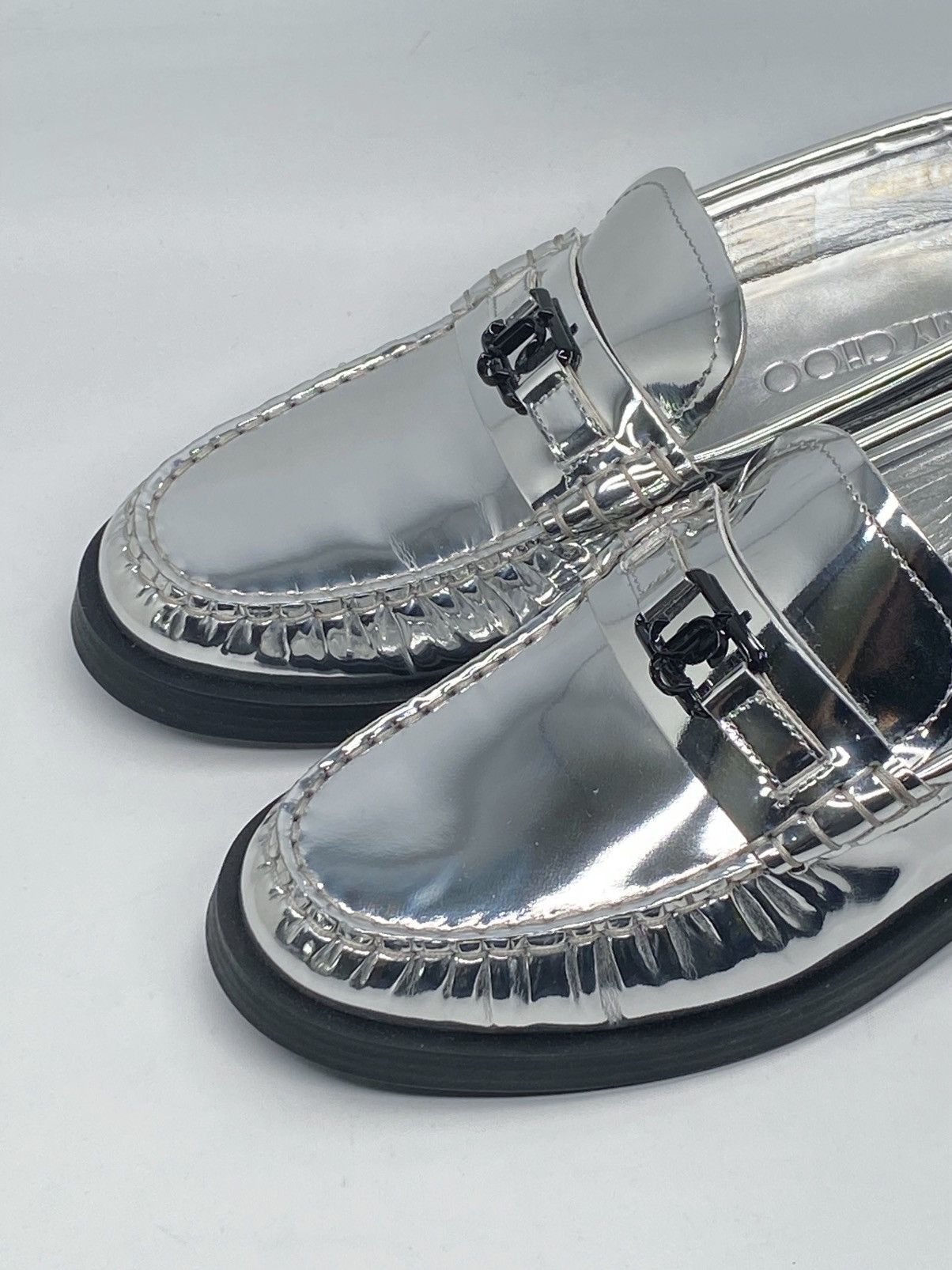 Jimmy Choo Jimmy Choo Addie JC Logo Metallic Loafer size 38 Size US 8 / IT 38 - 5 Thumbnail