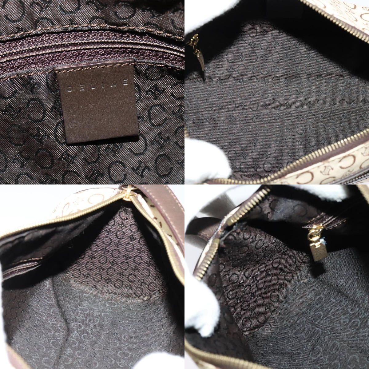 Celine CELINE C Macadam Canvas Shoulder Bag Beige Gold Size ONE SIZE - 11 Thumbnail