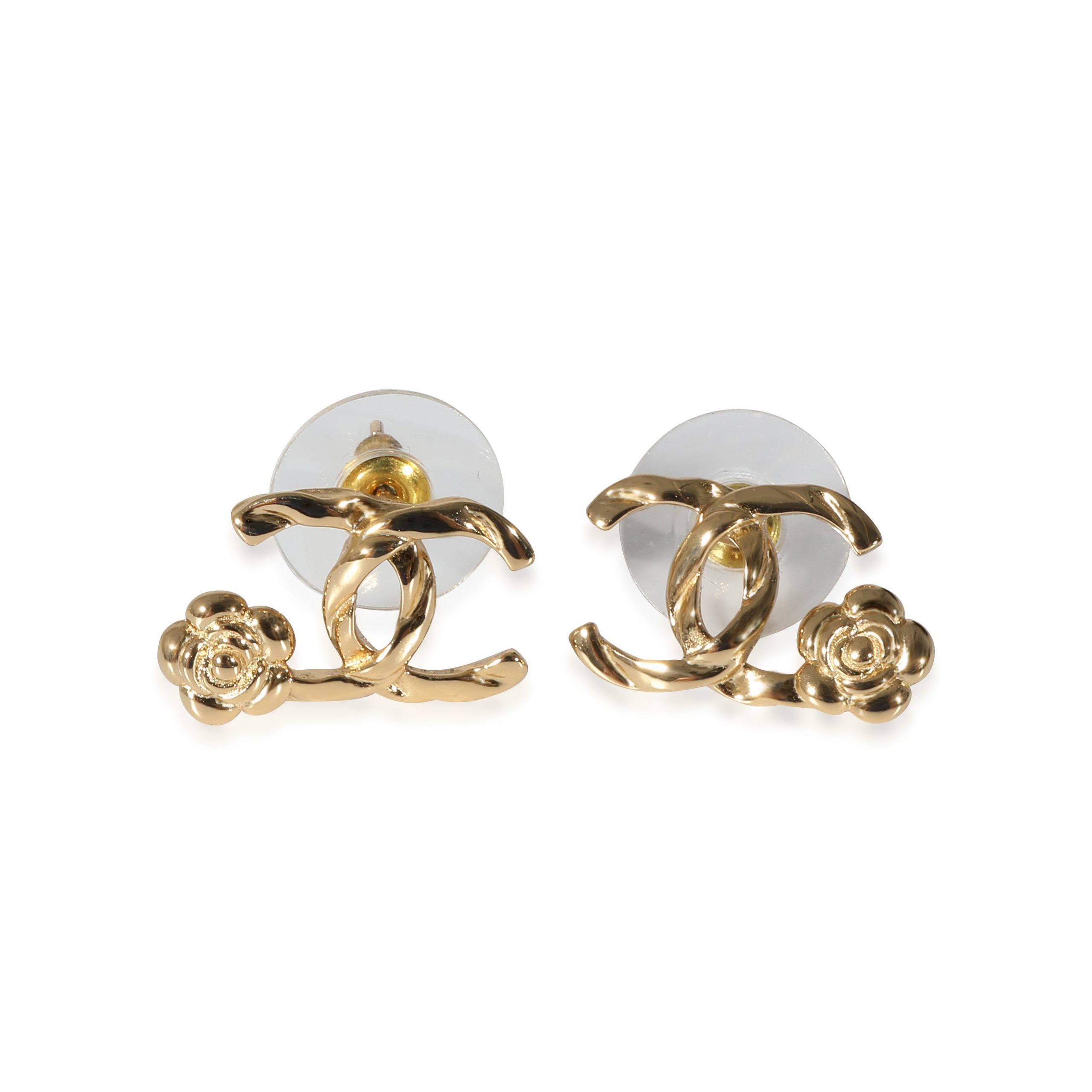 Chanel Chanel 2022 Camelia CC Stud Gold Tone Earrings Size ONE SIZE - 1 Thumbnail