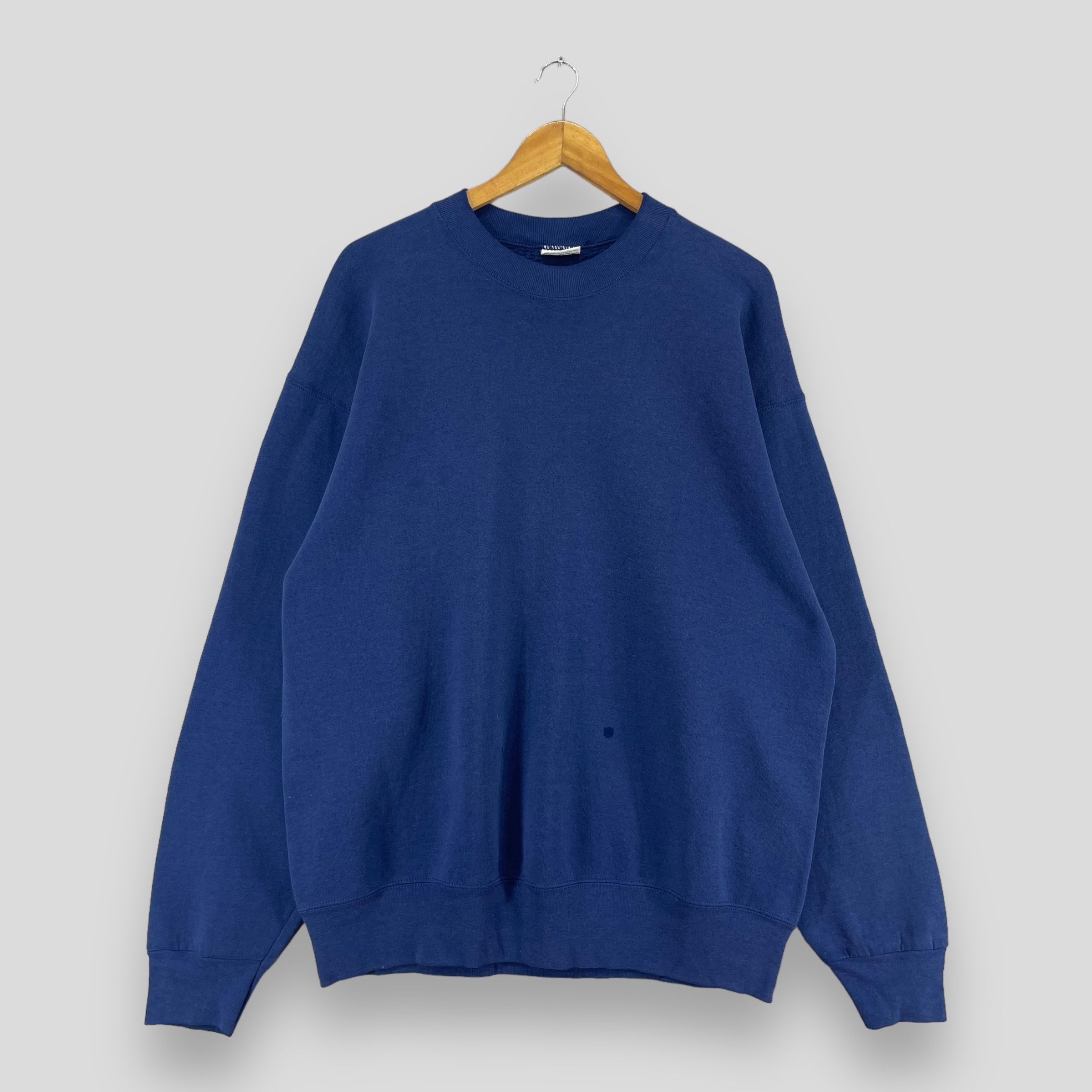 Vintage Vintage 90s Plain Blank Blue Crewneck Sweatshirt Size US XL / EU 56 / 4 - 1 Thumbnail