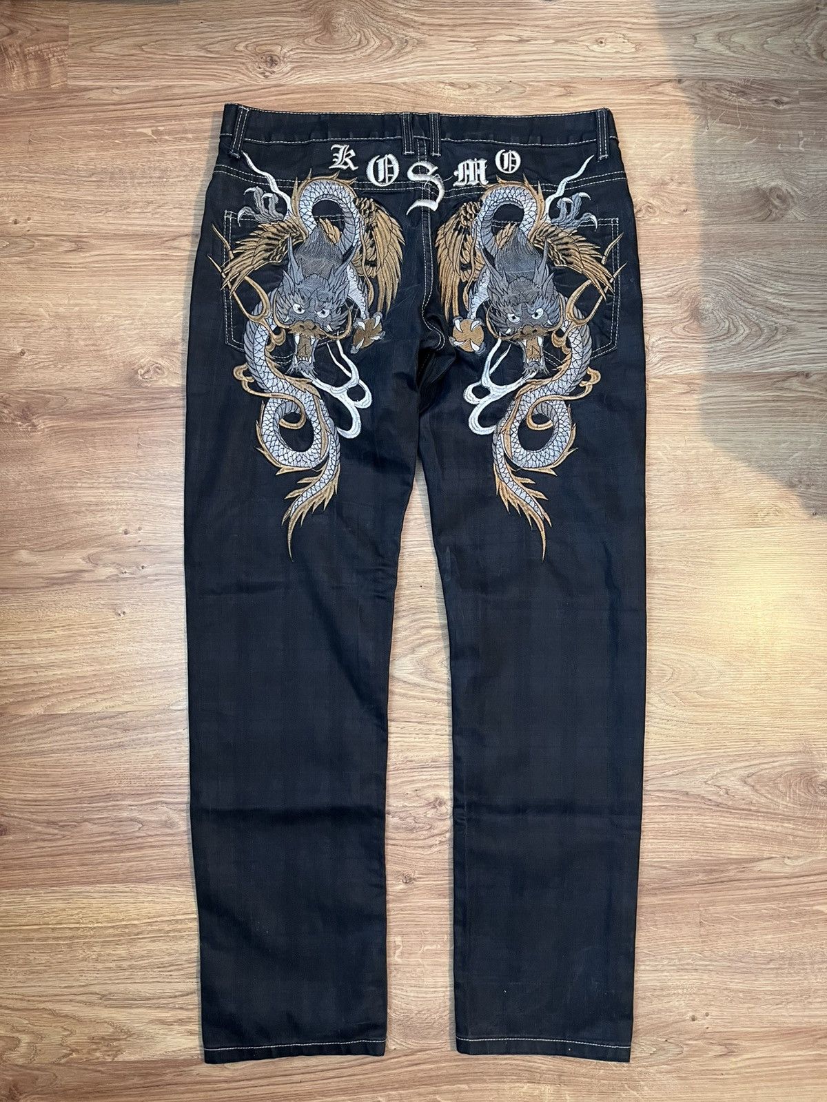 Ed Hardy Vintage Cosmo Lupo Dragon Big Logo Jeans Size US 36 / EU 52 - 1 Thumbnail