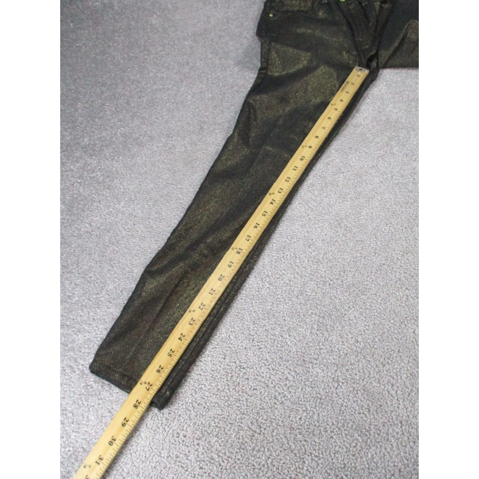 Frame FRAME Jeans Womens 27 Le High Skinny Dark Gold Metallic Denim Girls 90s? Size 27" / US 4 / IT 40 - 4 Thumbnail