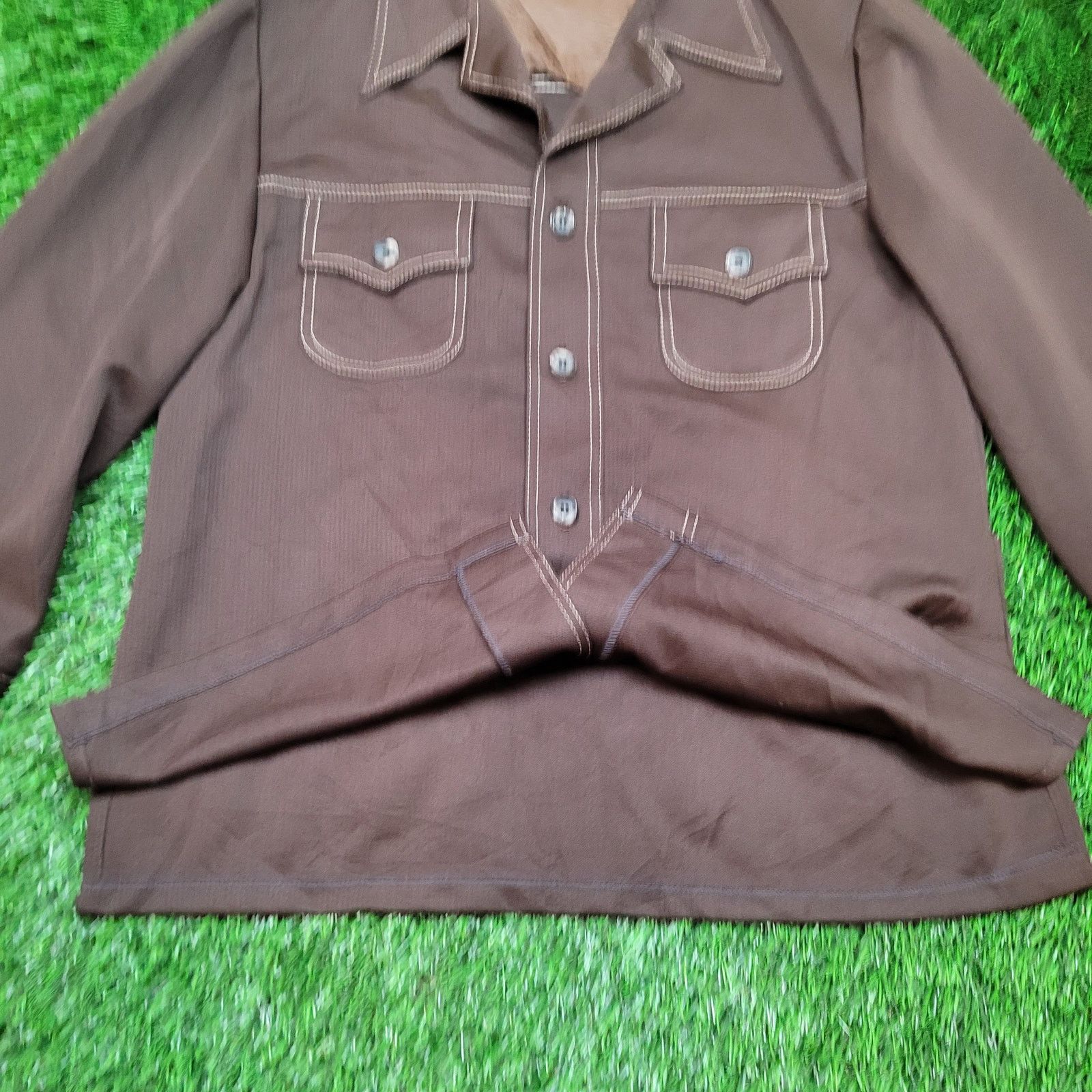 Haggar VTG 70s Haggar Disco Dagger Collar Jacket Mens 44 L Shacket Size US L / EU 52-54 / 3 - 3 Thumbnail