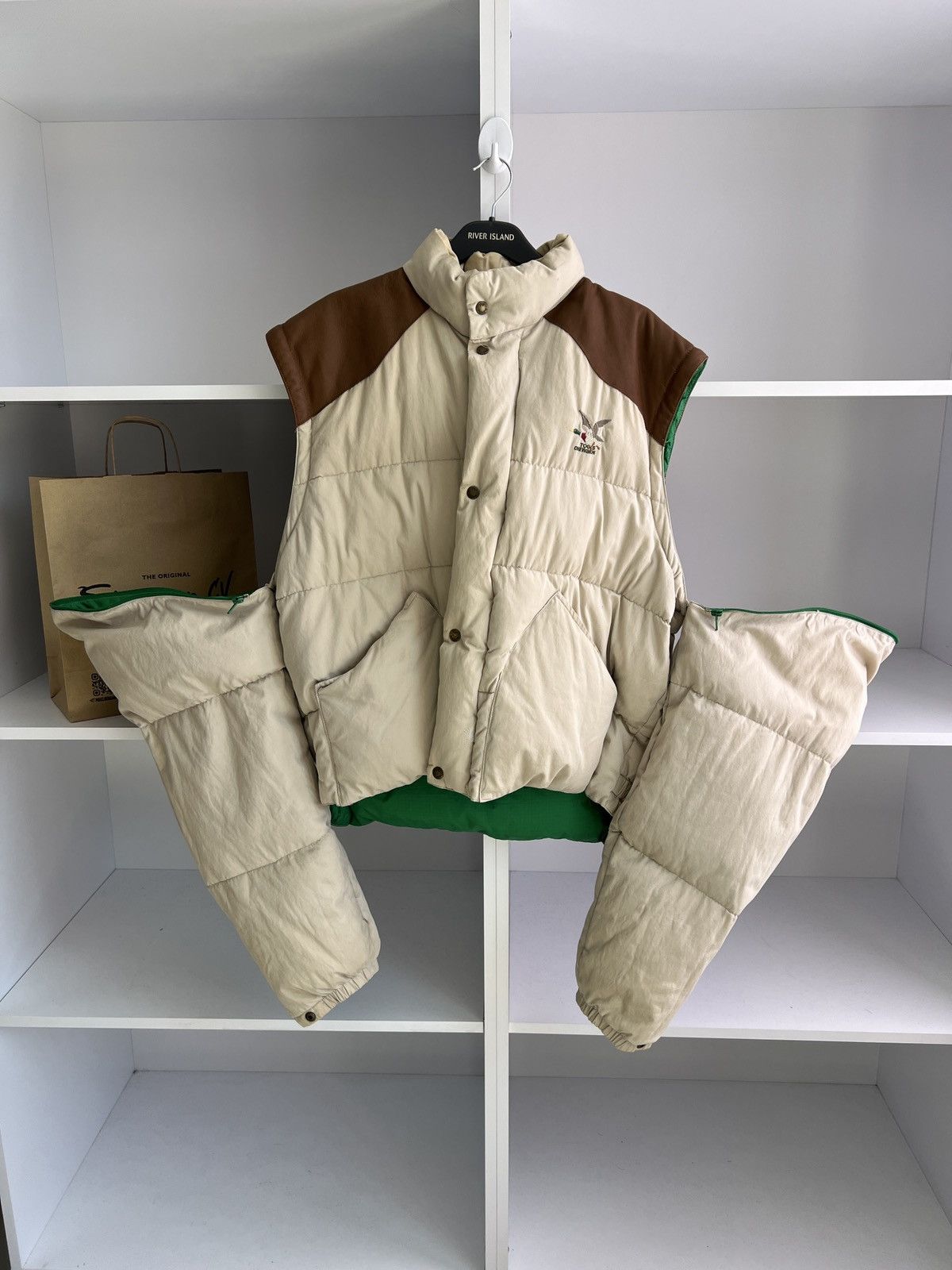 Designer × Vintage VINTAGE chevignon Unlimited PUFFER jacket down duvet leather Size US XL / EU 56 / 4 - 18 Thumbnail