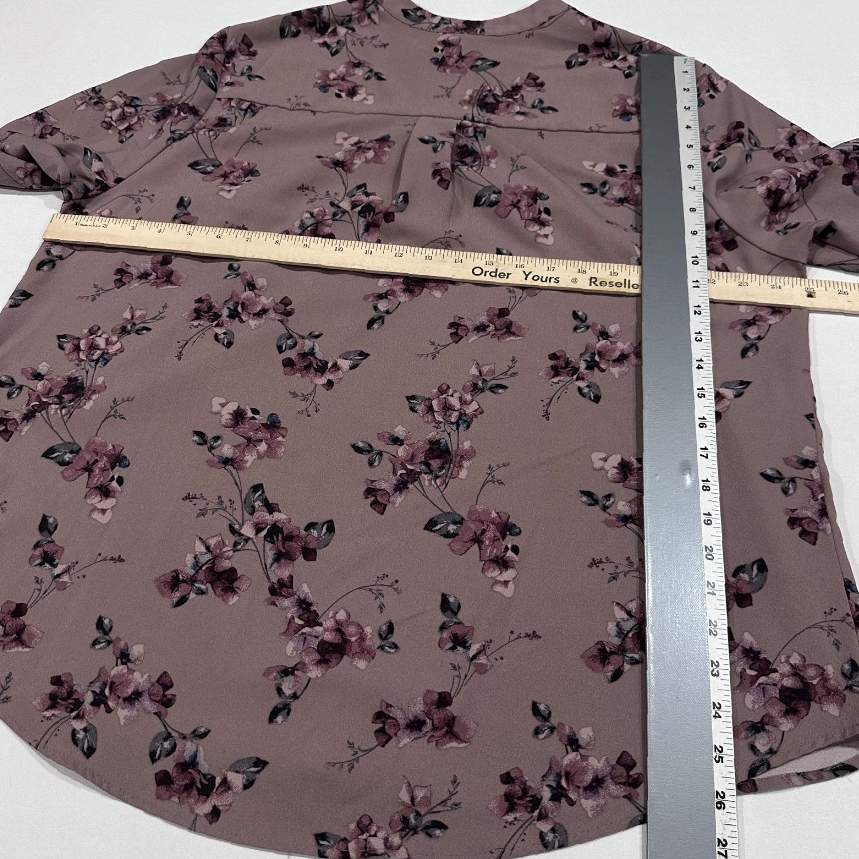 Vintage Hilary Radley Blouse Womens 2XL Purple Mauve Floral Tunic Long Sleeve V-Neck Shirt Casual Sleeve Office Size XXL / US 16-18 / IT 52-54 - 7 Thumbnail