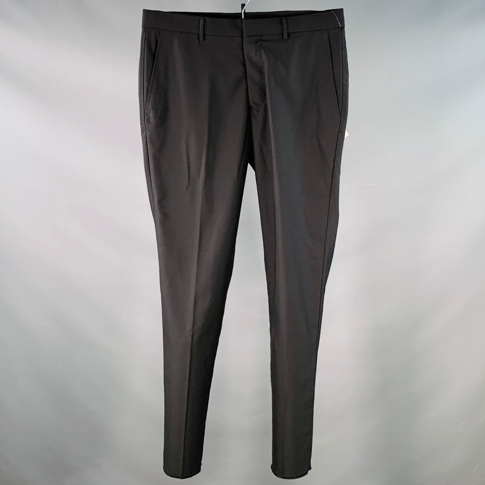 John Richmond JOHN RICHMOND Size 34 Black Wool Flat Front Dress Pants Size US 34 / EU 50 - 1 Thumbnail