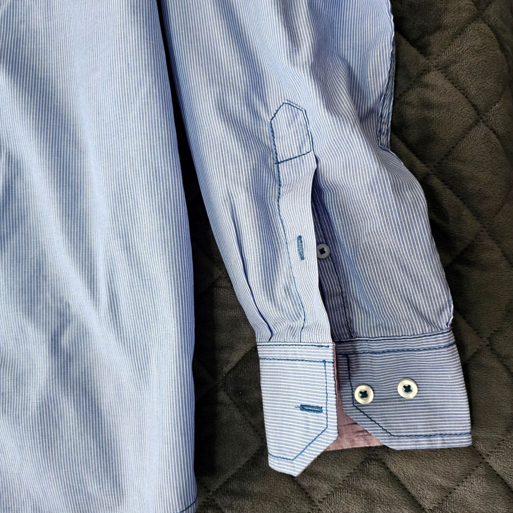 Vintage Michael Brandon Mens Button-Down Shirt M Blue Striped Cotton Long Sleeve Button-Up Collared Size US M / EU 48-50 / 2 - 4 Thumbnail