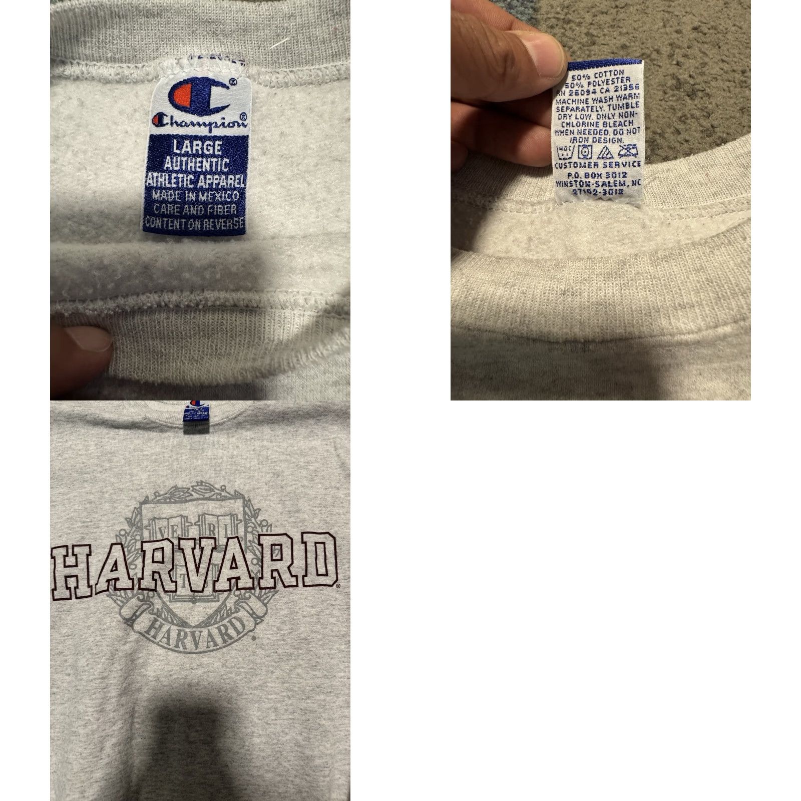 Champion VINTAGE Champion Harvard University Gray Pullover Sweatshirt Hoodie Size L Adults Unisex Regular Fit heavy-weight College Ivy League Graphic Print No Size US L / EU 52-54 / 3 - 10 Thumbnail