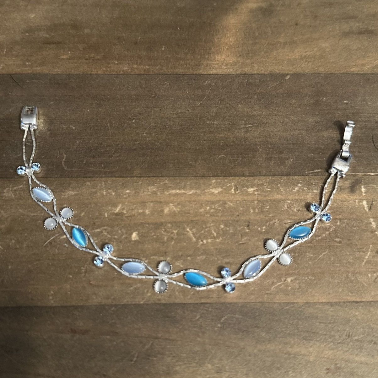 Vintage Vintage silver tone woven gemstone bracelet Size ONE SIZE - 6 Thumbnail