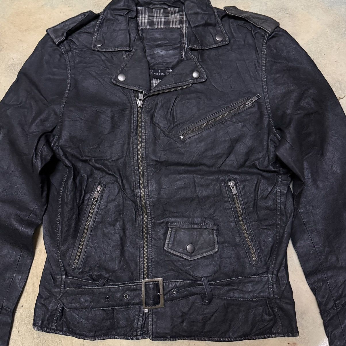 Genuine Leather Punk Double Collar Leather Jacket Size US S / EU 44-46 / 1 - 3 Thumbnail