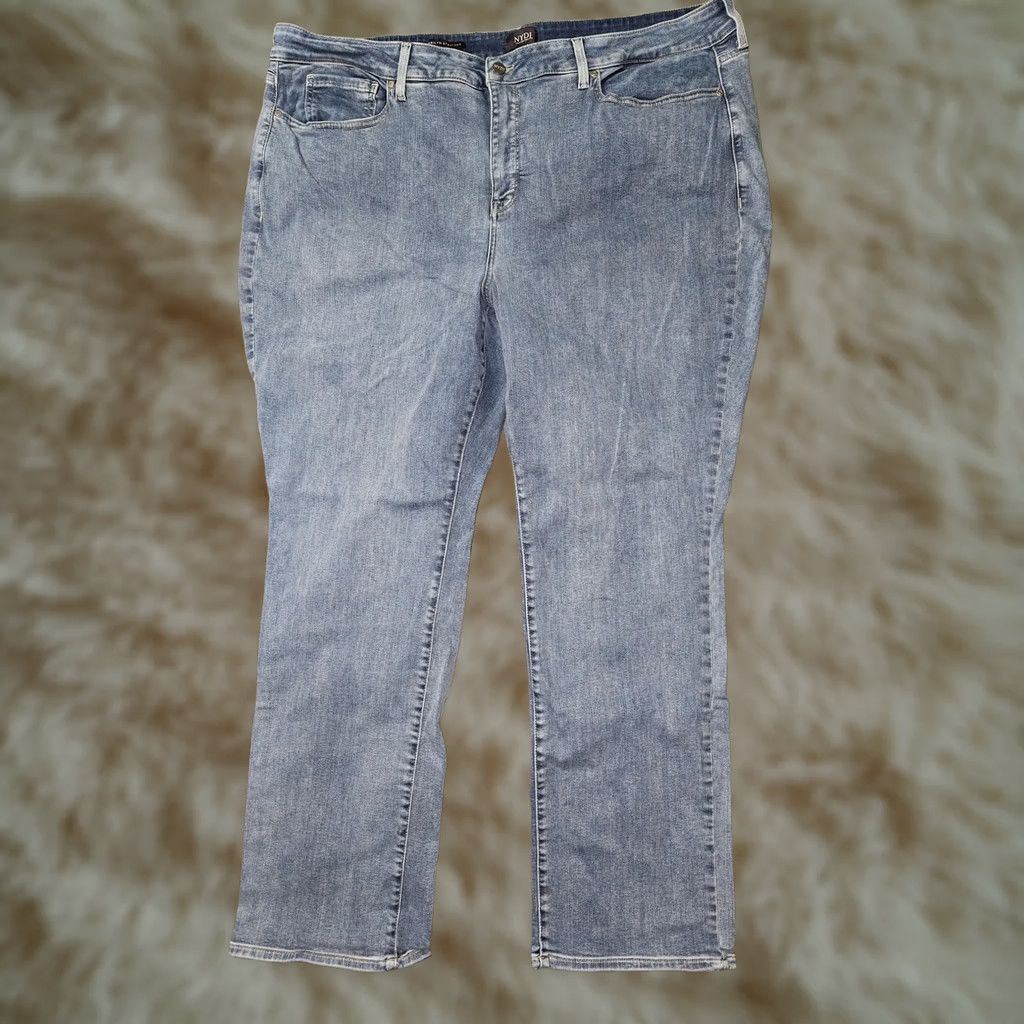 NYDJ NYDJ Jeans Womens 24W Blue Light Wash Marilyn Straight High Rise Stretch Pants Denim Jeans 5-Pocket Size 42" / US 20 - 1 Thumbnail