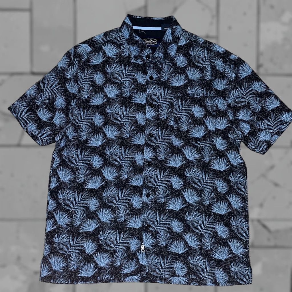 Nat Nast Nat Nast Blue Silk Blend Hawaiian Shirt Mens XL Short Sleeve Button-Up Hawaiian Men XL Blue Silk Blend Nat Nast Shirt Size US XL / EU 56 / 4 - 1 Thumbnail