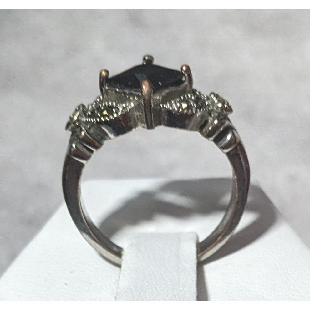 Other Gothic Art Deco Black Gemmed And Marcasite Ring Size 7 1/4 Size ONE SIZE - 4 Thumbnail