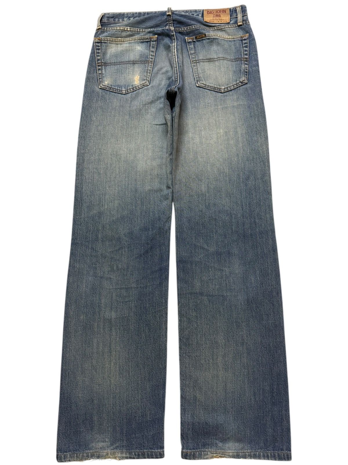Big John Vintage 90s Big John Blue Faded Wash Distressed Wide Leg Size US 32 / EU 48 - 2 Thumbnail