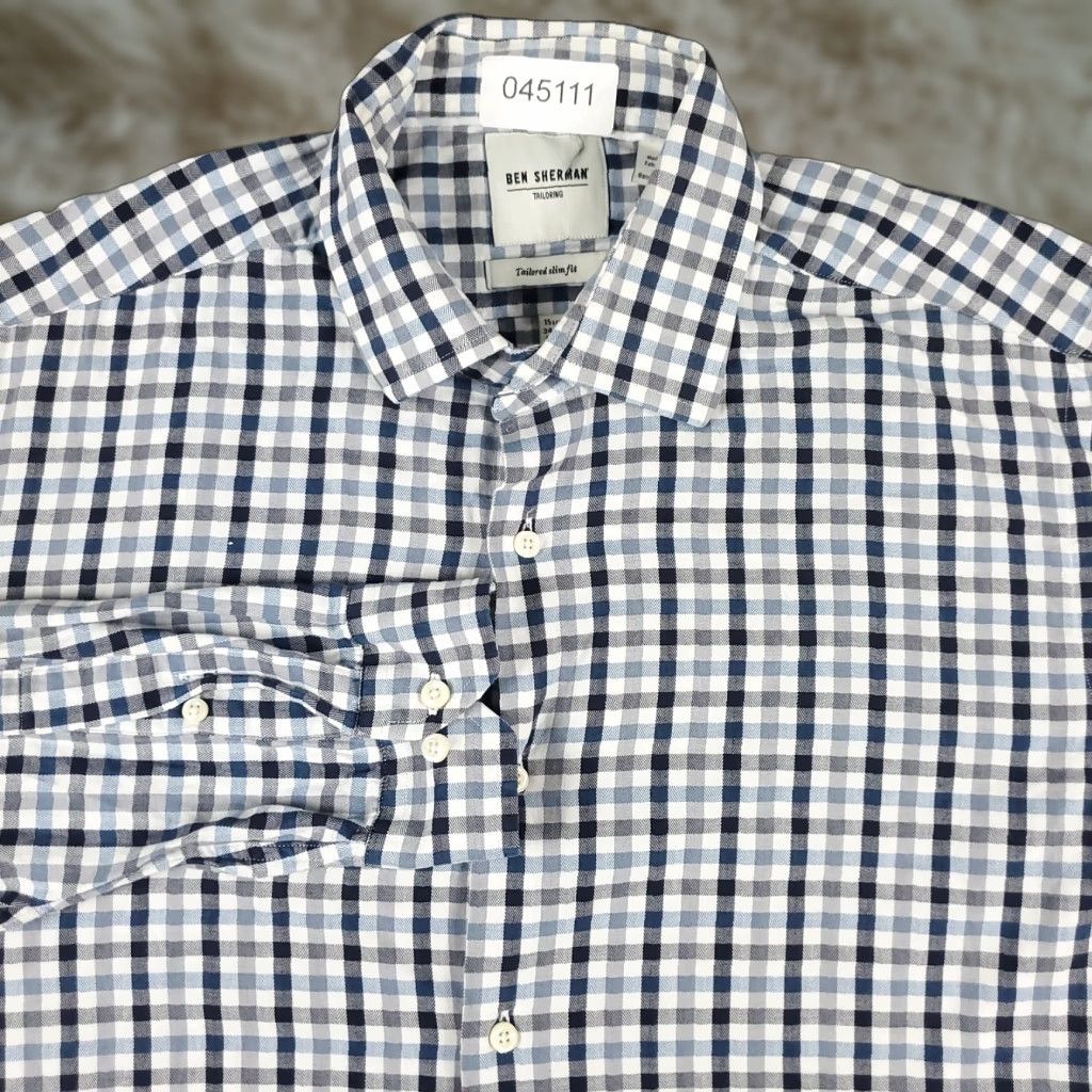 Ben Sherman VINTAGE? No — Ben Sherman Shirt Men M Blue Check Button-Up Long Sleeve Casual Shirt Size US M / EU 48-50 / 2 - 1 Thumbnail