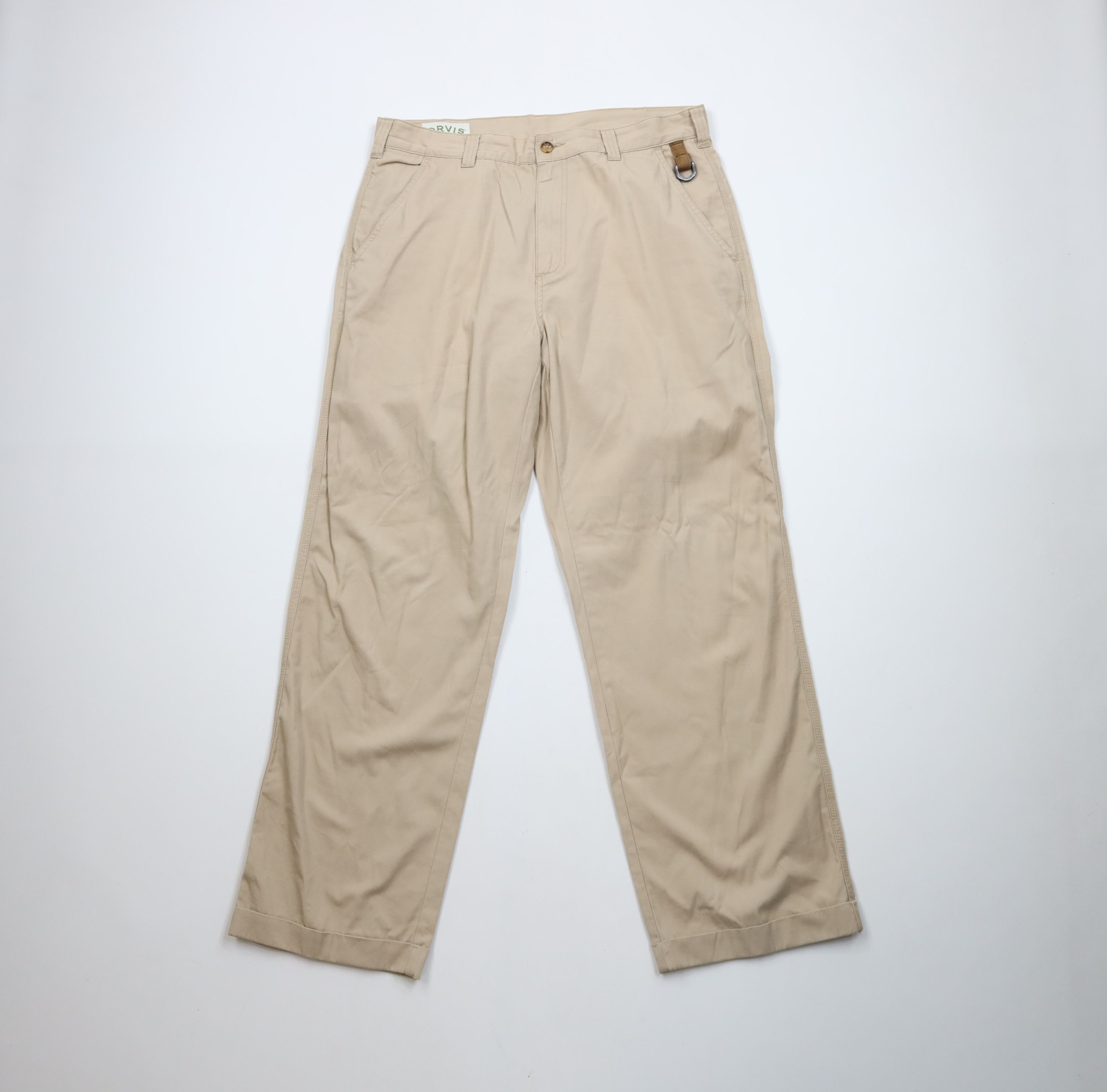 Orvis × Vintage Vintage 90s Orvis Suede Trim Safari Wide Leg Pants Beige Size US 34 / EU 50 - 1 Thumbnail