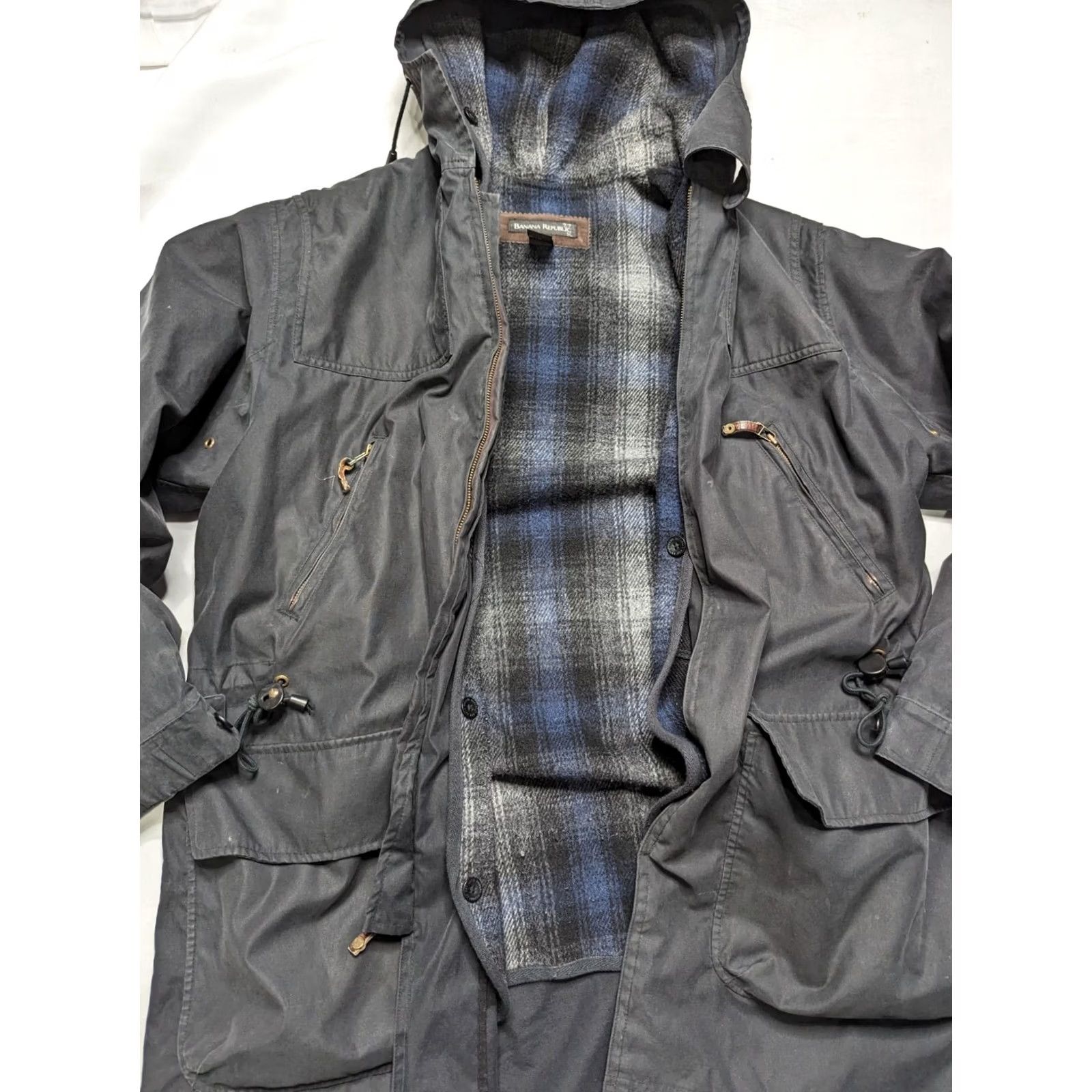 Banana Republic VINTAGE Banana Republic Overcoat Jacket Wool Liner Hood Men Medium Mac Navy Size US M / EU 48-50 / 2 - 3 Thumbnail